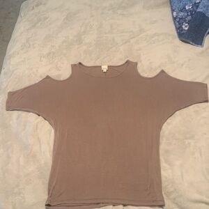 Elegant Cold Shoulder Blouse - Taupe